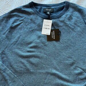 Men's Nordstrom Blue Birdseye Crew Neck Sweater Size XL NWT